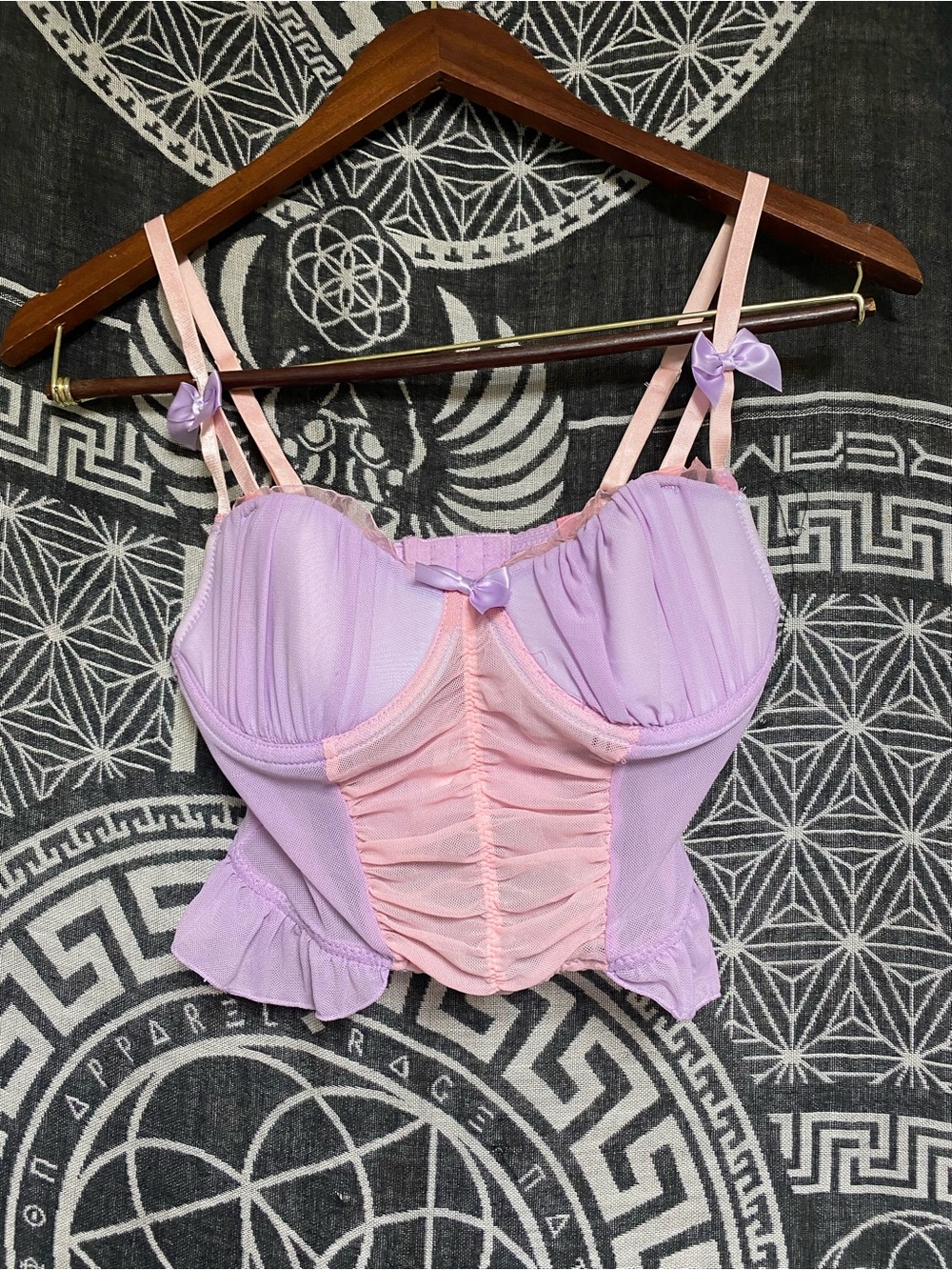 Sugar Thrillz Lavender and Pale Pink Bustier Crop Top